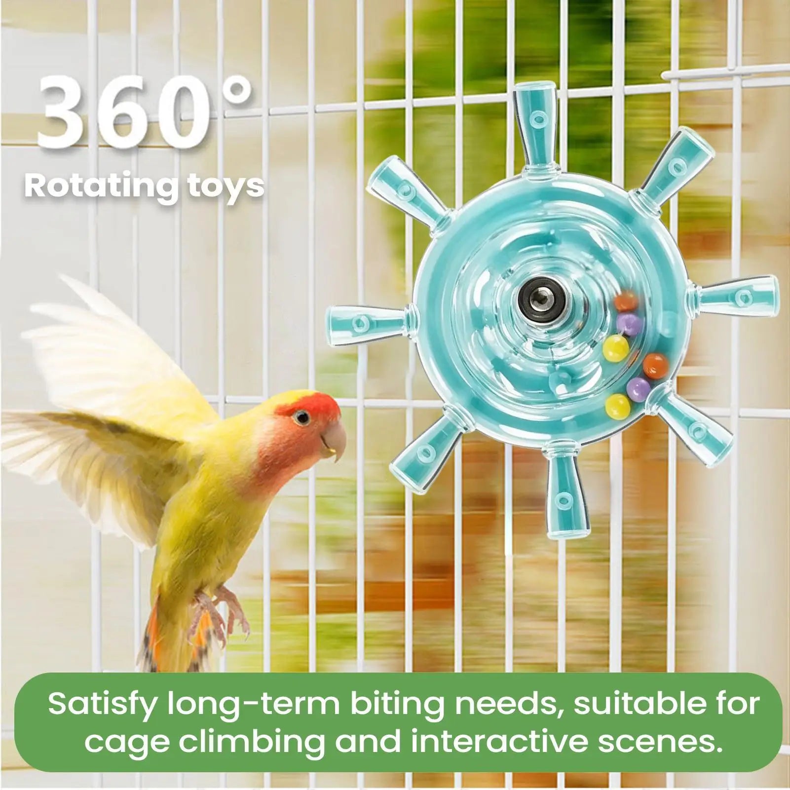 Parakeet Spinner Toy Colorful Rotating Wheel Rattle Cage Parrot Chew