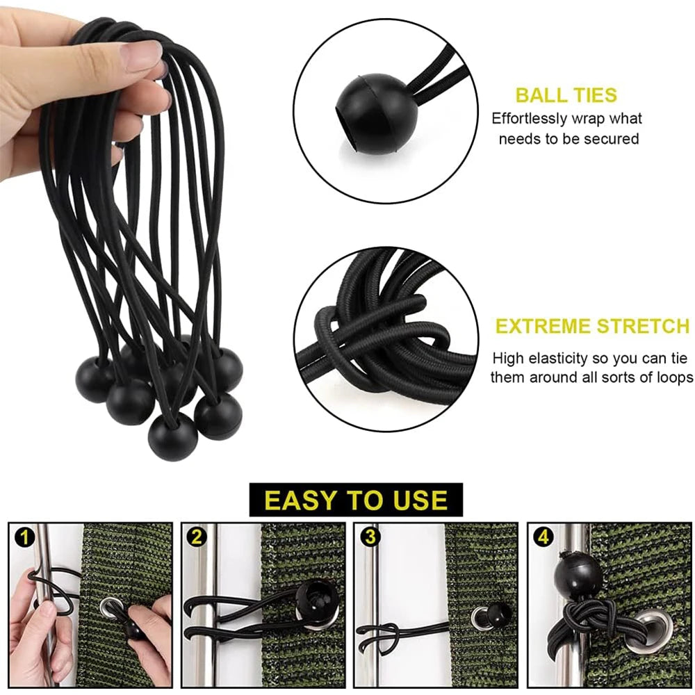 5/10/50/100Pcs Outdoor Elastic Ball Rope Ball Bungee for Camping Tent Cargo Heavy Duty Tarp Zpaxo