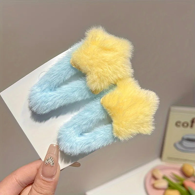 Plush Star Hair Clips Women Blocking Bangs Soft Accessories Girls