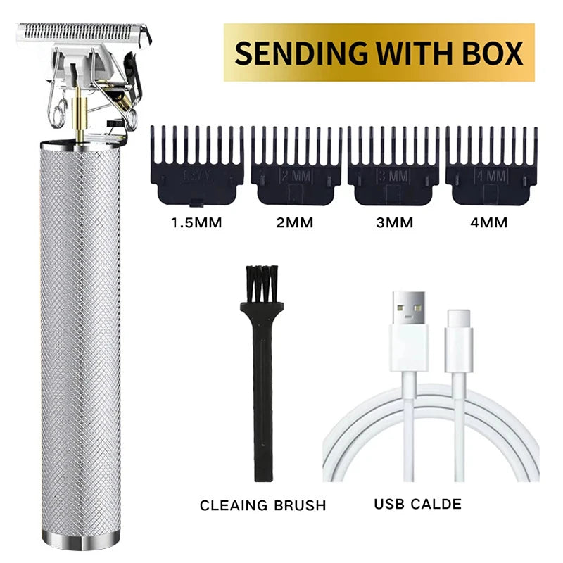 Electric Hair Cutting Machine Vintage T9 Clipper Hair Rechargeable Man Shaver Trimmer For Men's Barber Professional Hair Trimmer Zpaxo 061-SilverMesh