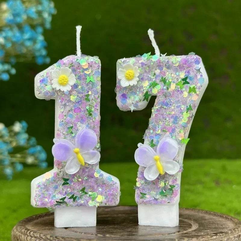DIY 0-9 Butterfly Flower Number Birthday Candles | Cake Decor Birthday Cake Candles Zpaxo