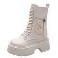 2023 Autumn Platform Mid-calf Boots Women Thick Sole Winter Leather Zpaxo White 38(Foot 24cm) CN