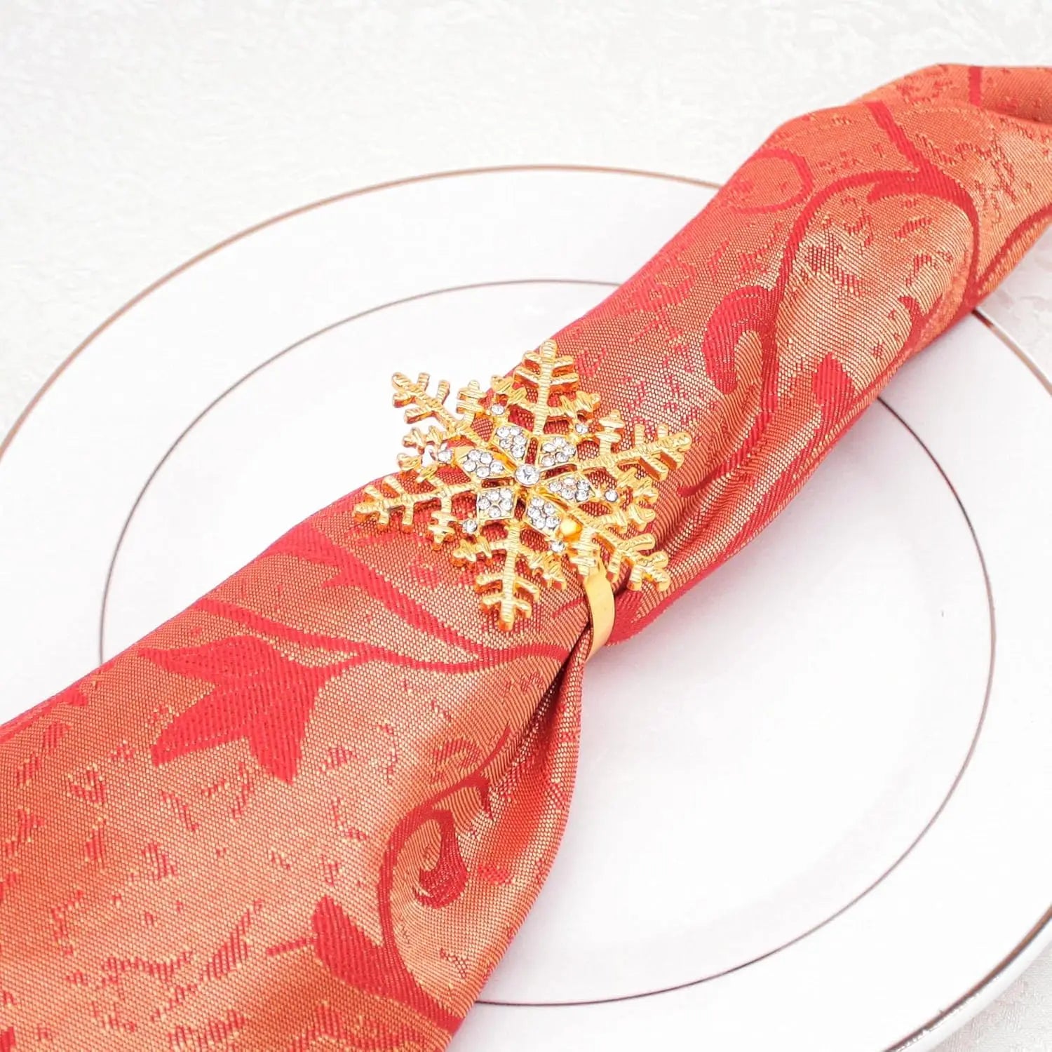 Christmas Rhinestone Snowflake Napkin Rings Sparkling