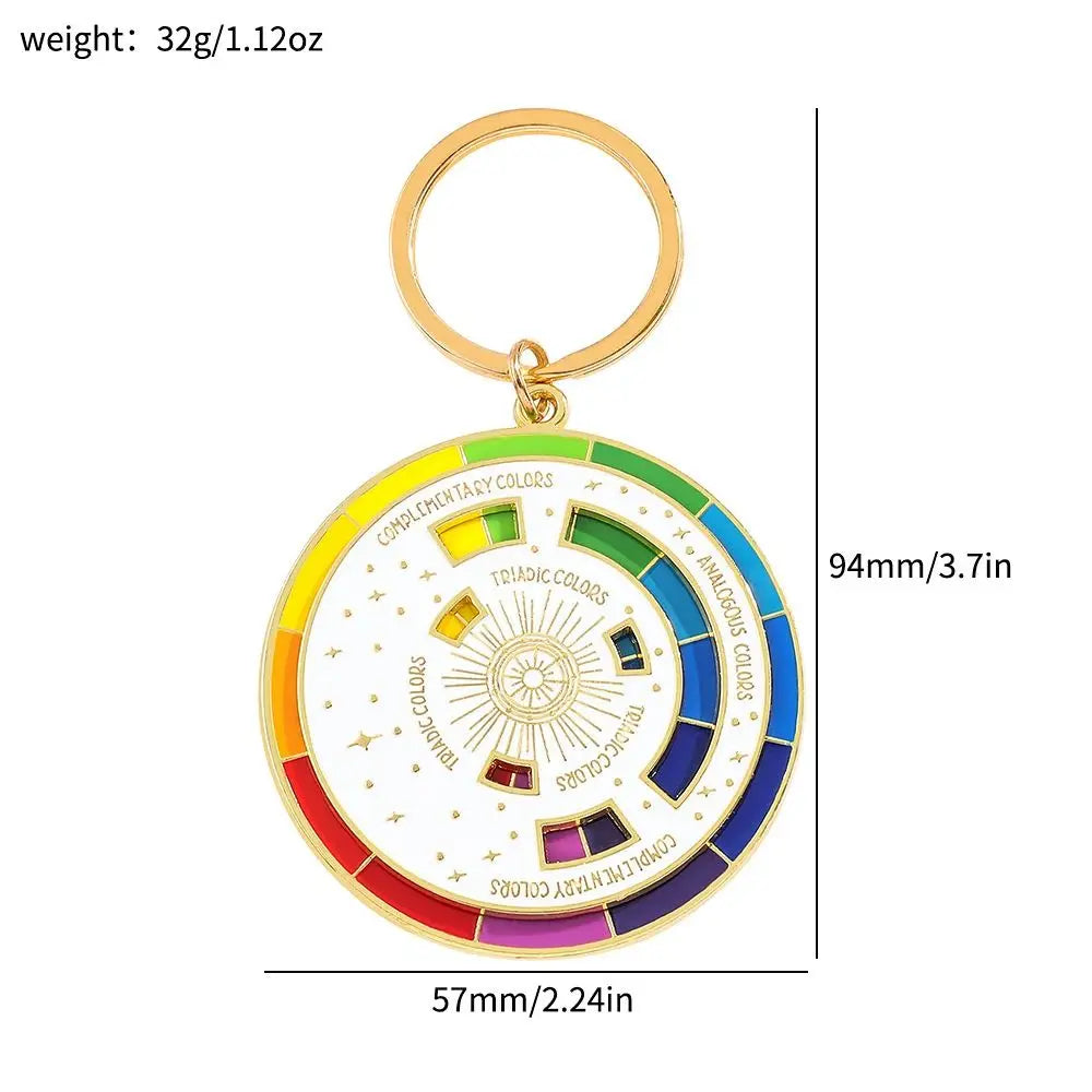 Color Wheel Spinning Color Compass Keychain Palette Rotatable Spinning Compass Metal Pendant Creative Metal Zpaxo