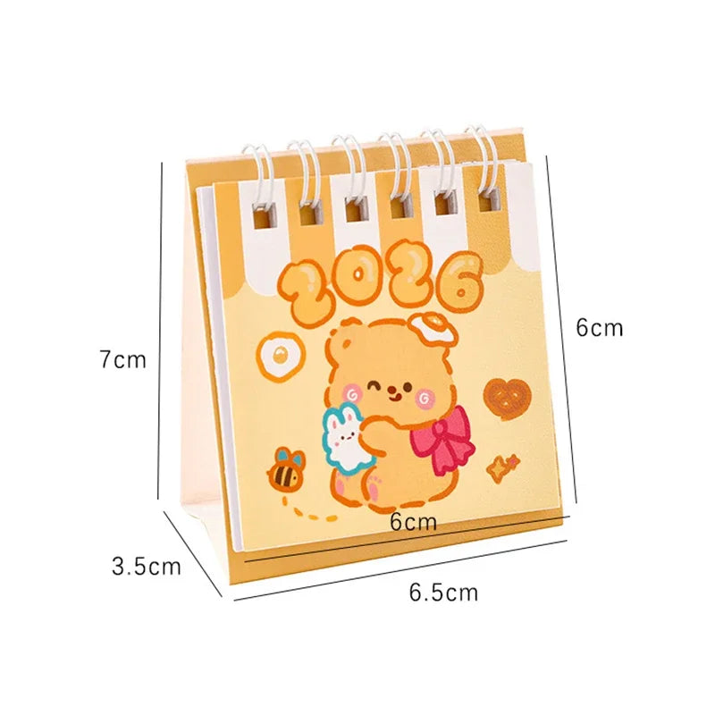 2026 Custard Bear Calendar Desk Calendar Portable Coil Schedule Planner Desktop Decoration Daily Planner Office School Supplies Zpaxo