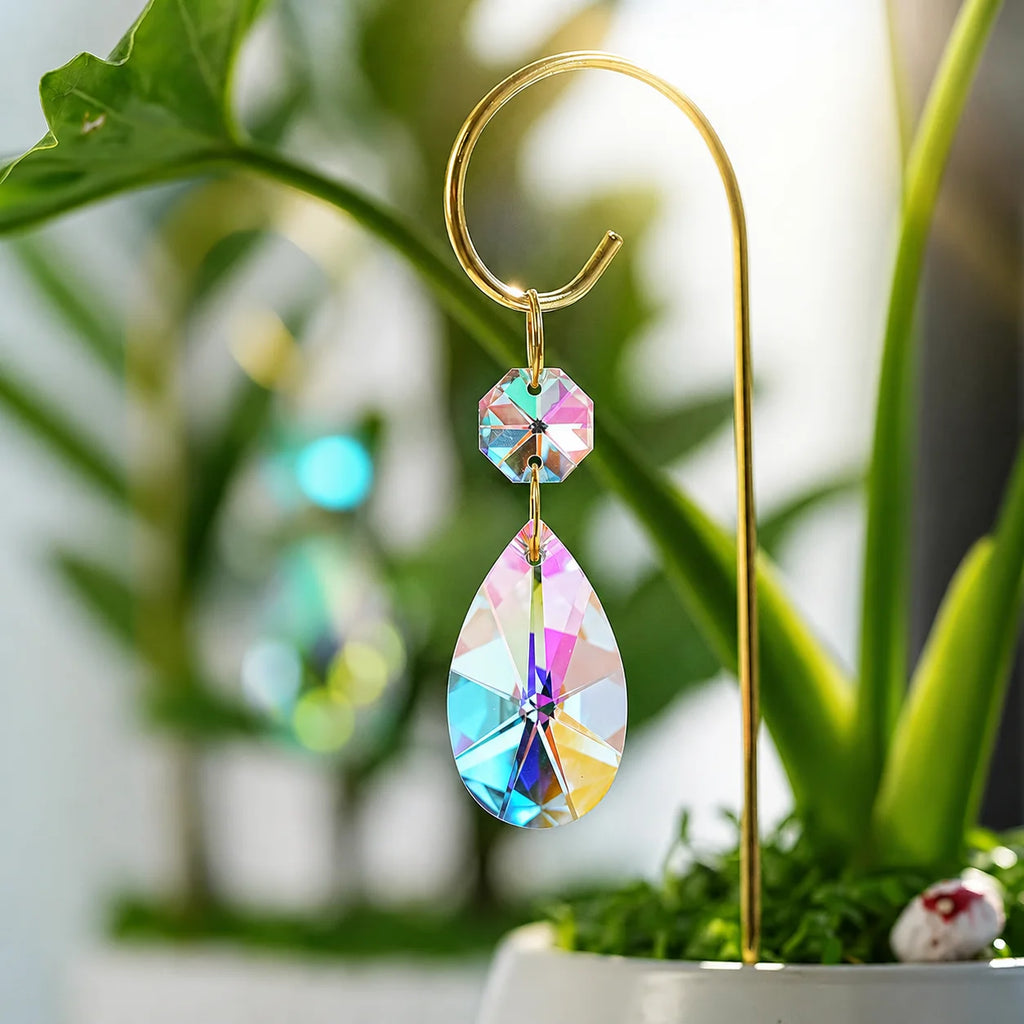 4-Pack AB Crystal Suncatchers with Stakes – Plant Pot Decor Garden Suncatcher Set Zpaxo