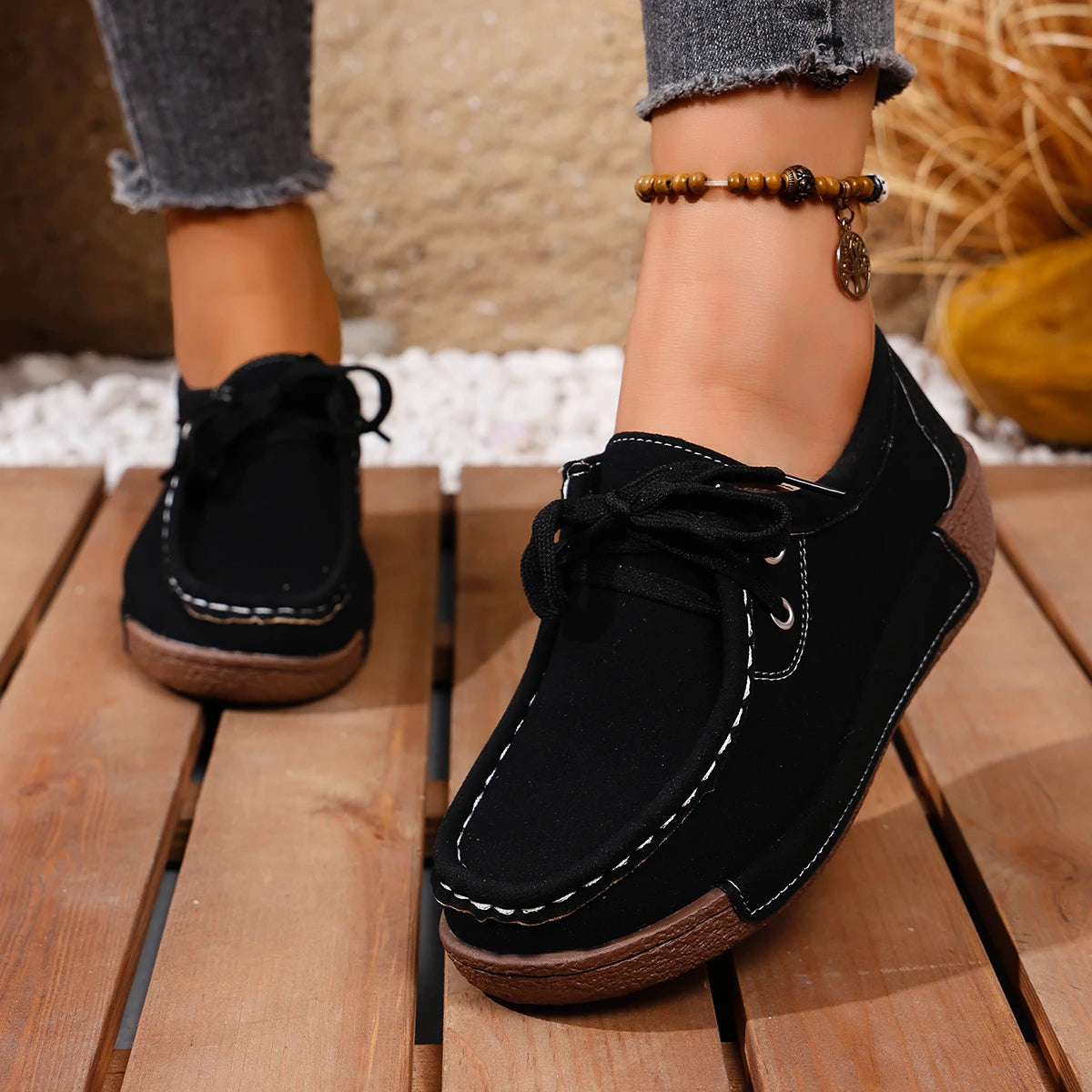 Plus Size Women Loafers Casual Soft Sole Anti-Slip Flat Shoes Women Spring 2025 New Comfortable Sneakers Women Zapatos De Mujer Zpaxo black 36