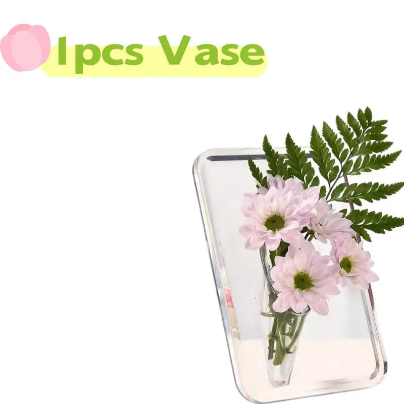 1pcs Elegant Acrylic Vase with Flowers – Modern Clear Frame for Bedroom, Living Room & Home Decor Zpaxo 1pcs