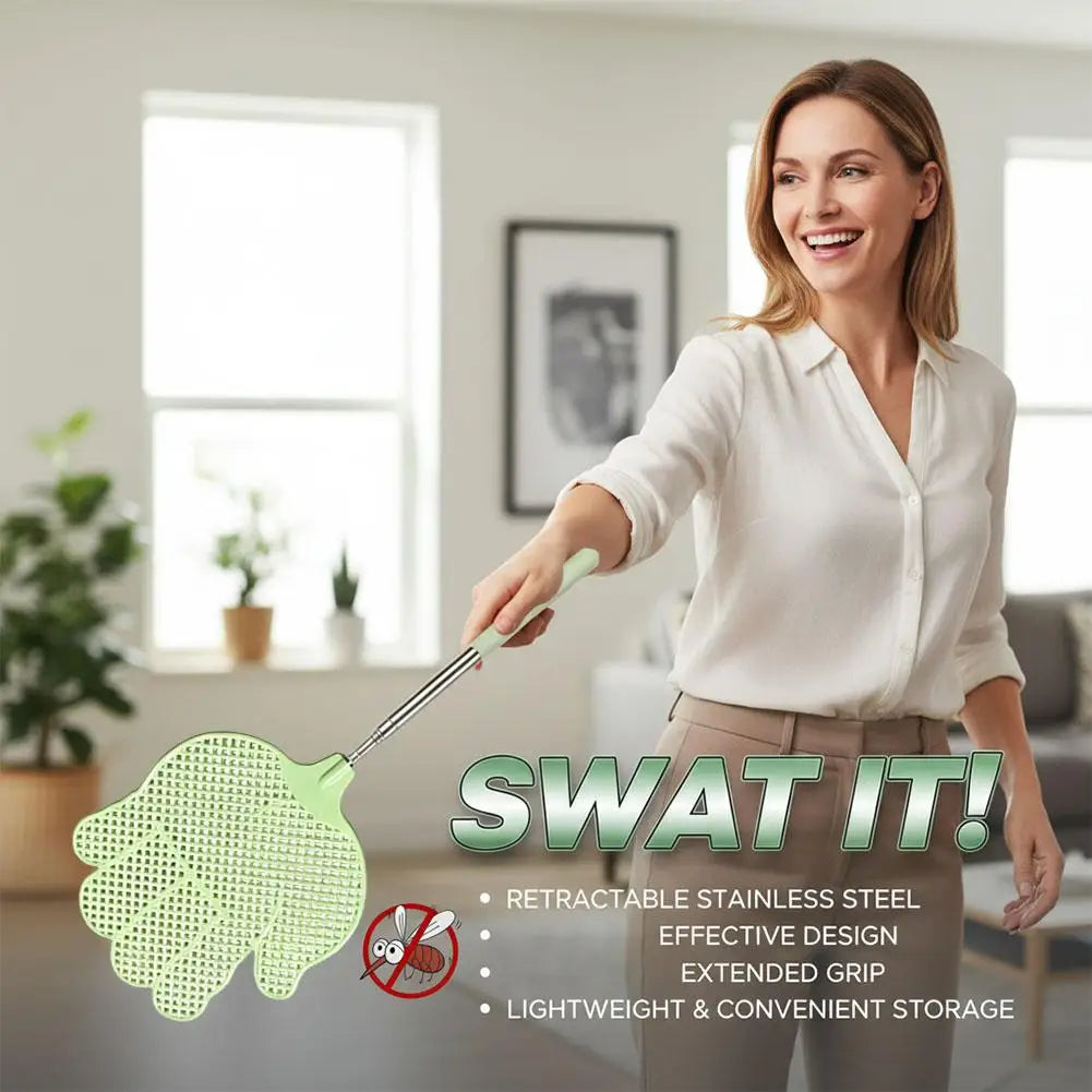 Telescopic Fly Swatter – 77cm Stainless Steel Long Handle Telescopic Fly Swatter Zpaxo
