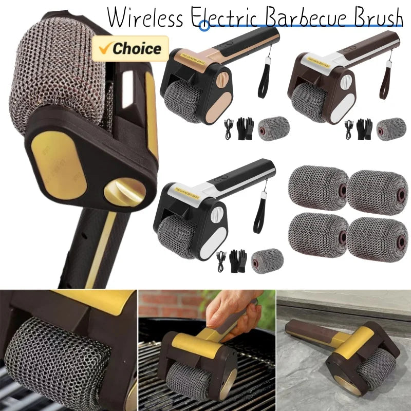 Electric Stainless Steel Roller Grill Cleaner Brush W Replaceable