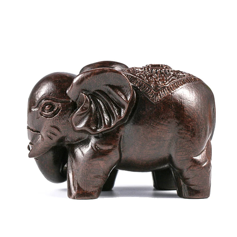 Crafts Retro Home Feng Shui Desktop Decoration Natural Carved Elephant Statue Luxury Elephant Figurine Wooden Ornaments Zpaxo