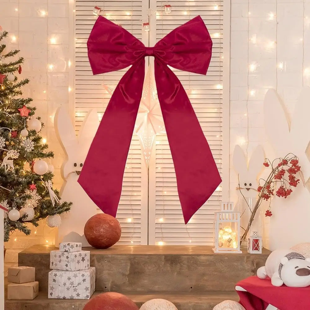 Giant Pink Bow Wall Decor – 43x24" Satin Ribbon Party Decoration