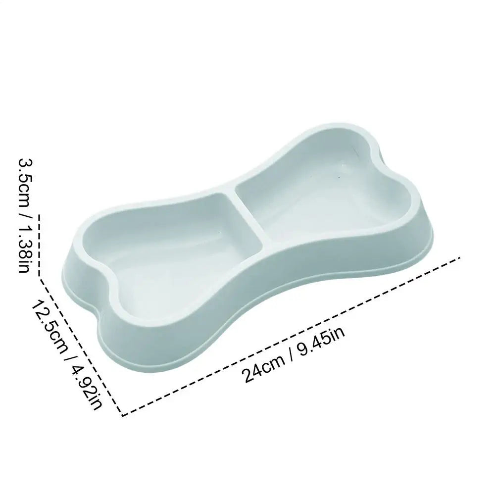 pet bowl Bone-Shaped Pet Bowls 2 in 1 Food & Water Dish with Non-Slip Base Cat Feeding Set for Small Spaces Pet feeding Zpaxo Blue