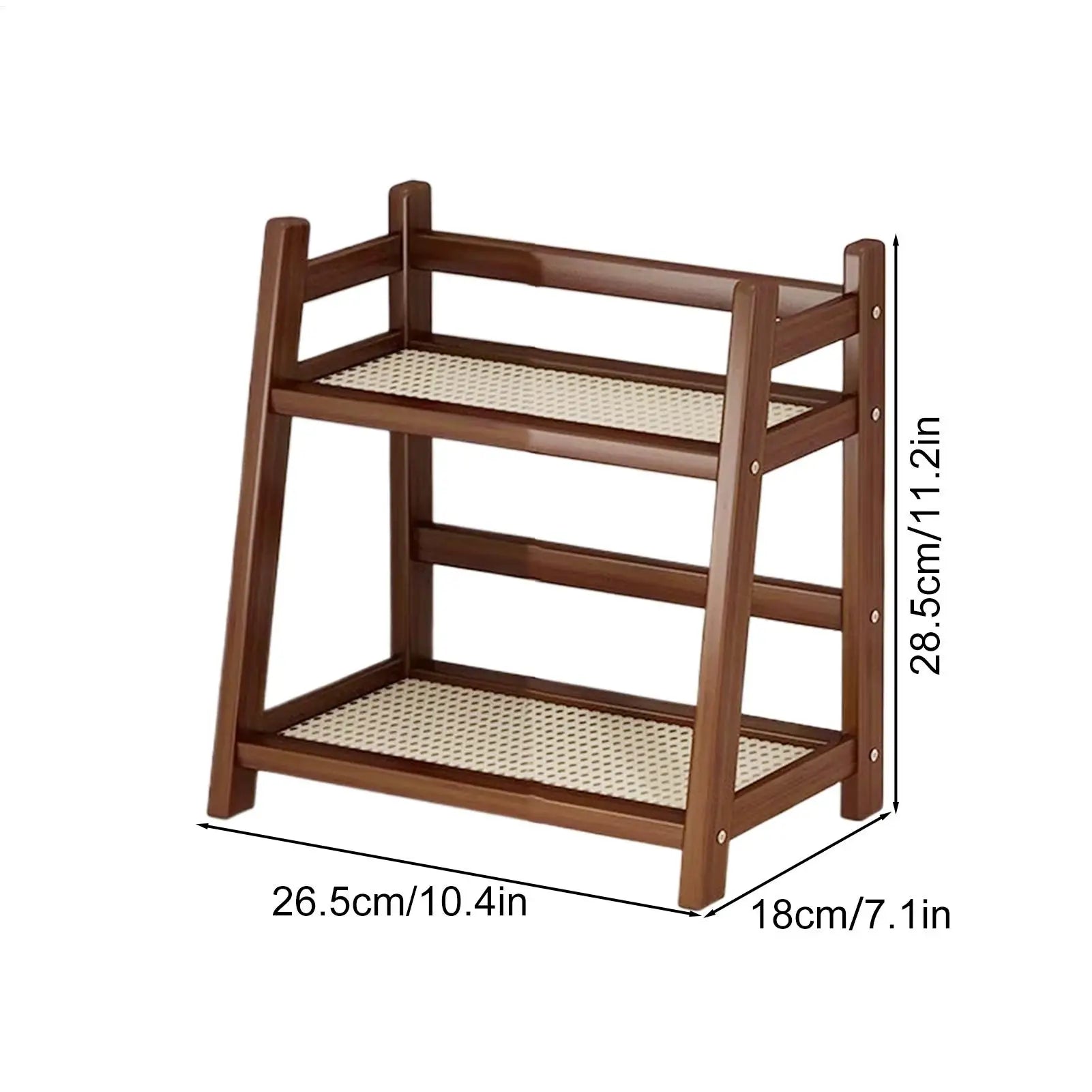 2 Layer Wooden Cup Holder Multipurpose Countertop Cabinet Organizer