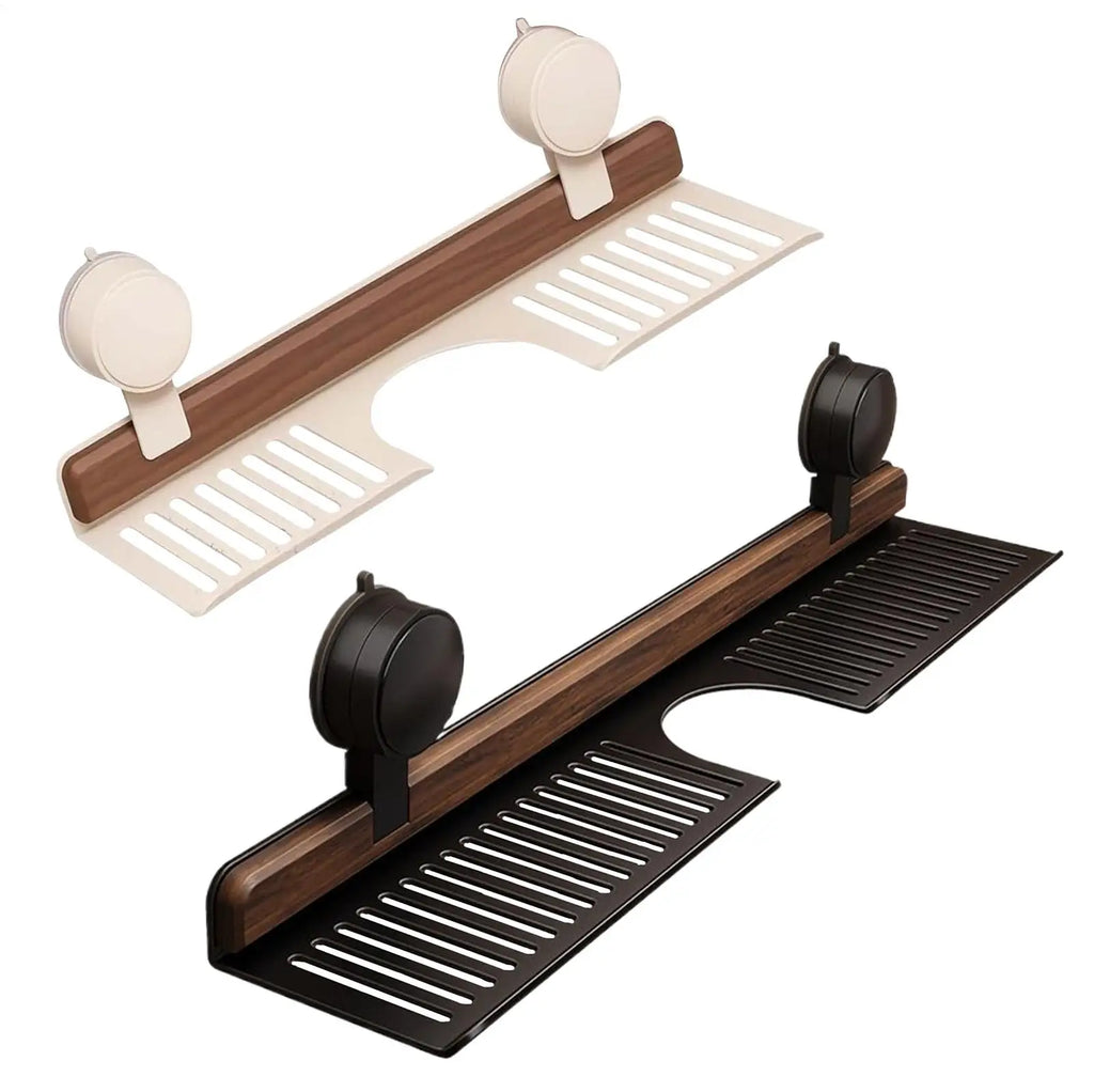 Bathroom Wall Organizer Walnut Suction Cup Bathroom Shelf Faucet Storage Rack Soap Holder Organization Storage for Home Kitchen Zpaxo