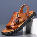 Mens Brown Leather Two Way Wear Sandals Open Toe Adjustable Strap Zpaxo Brown 42 China Mainland