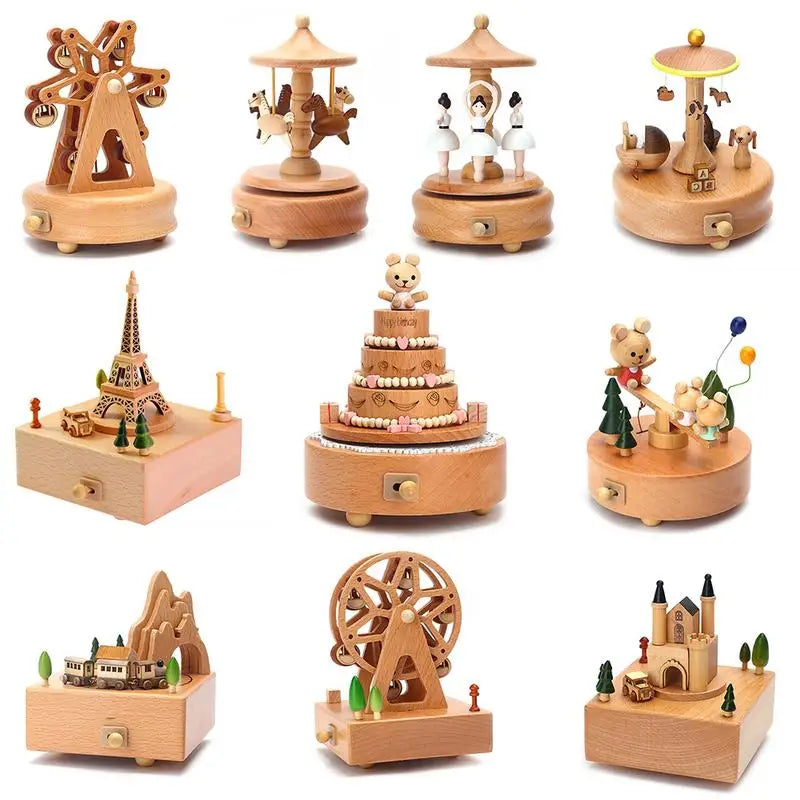 Wind Up Musical Box Wooden Music Box Wood Crafts Retro Birthday Gift Vintage Home Decoration Creative Valentine's Day Gift Zpaxo