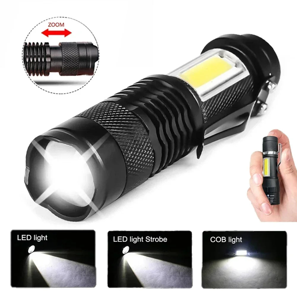 Mini COB+XPE Rechargeable LED Flashlight – Camping & Hiking