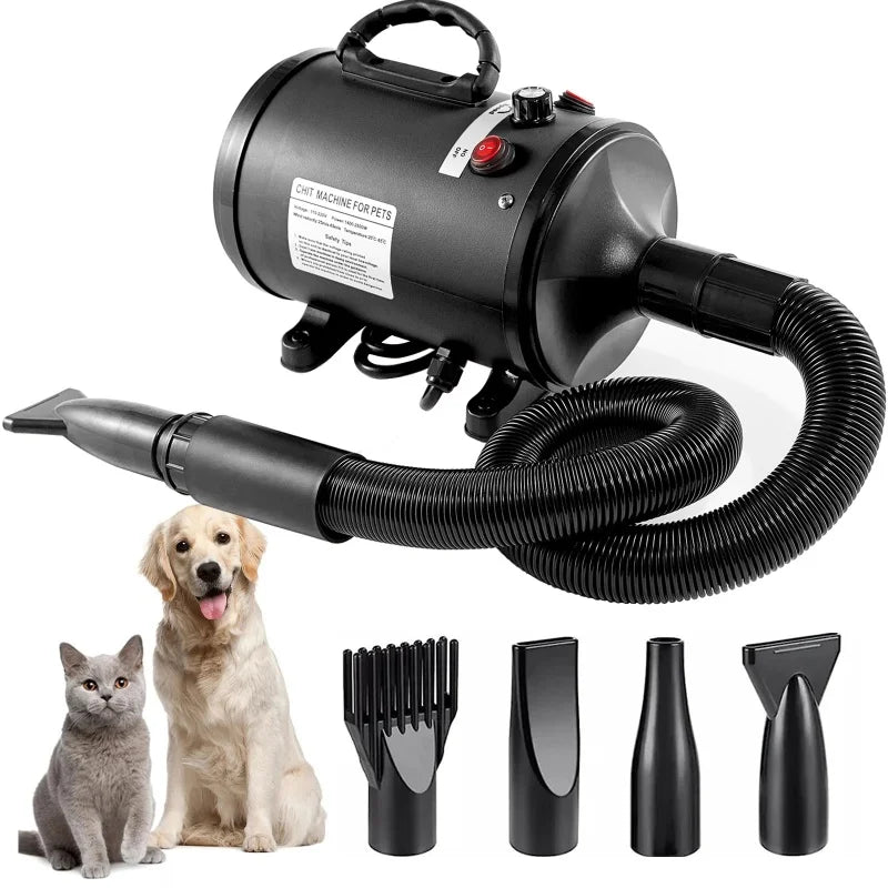 2800W Pet Dog Hair Dryer Blower – High-Power Low-Noise Grooming Pet Hair Dryer Zpaxo EU-Black
