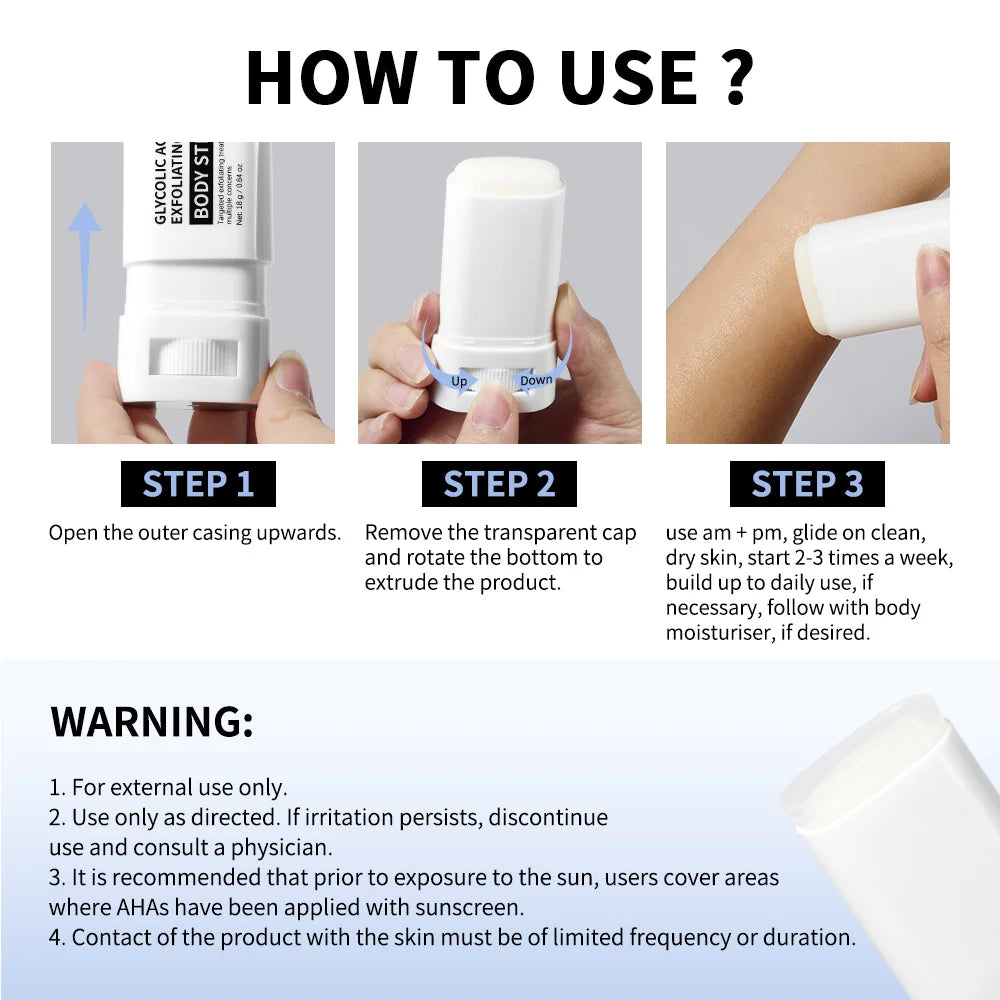Glycolic Acid Exfoliating Body Stick Multiple Concerns Delivers Deep Effective Exfoliation Nourishing Moisture Deep Hydration Zpaxo