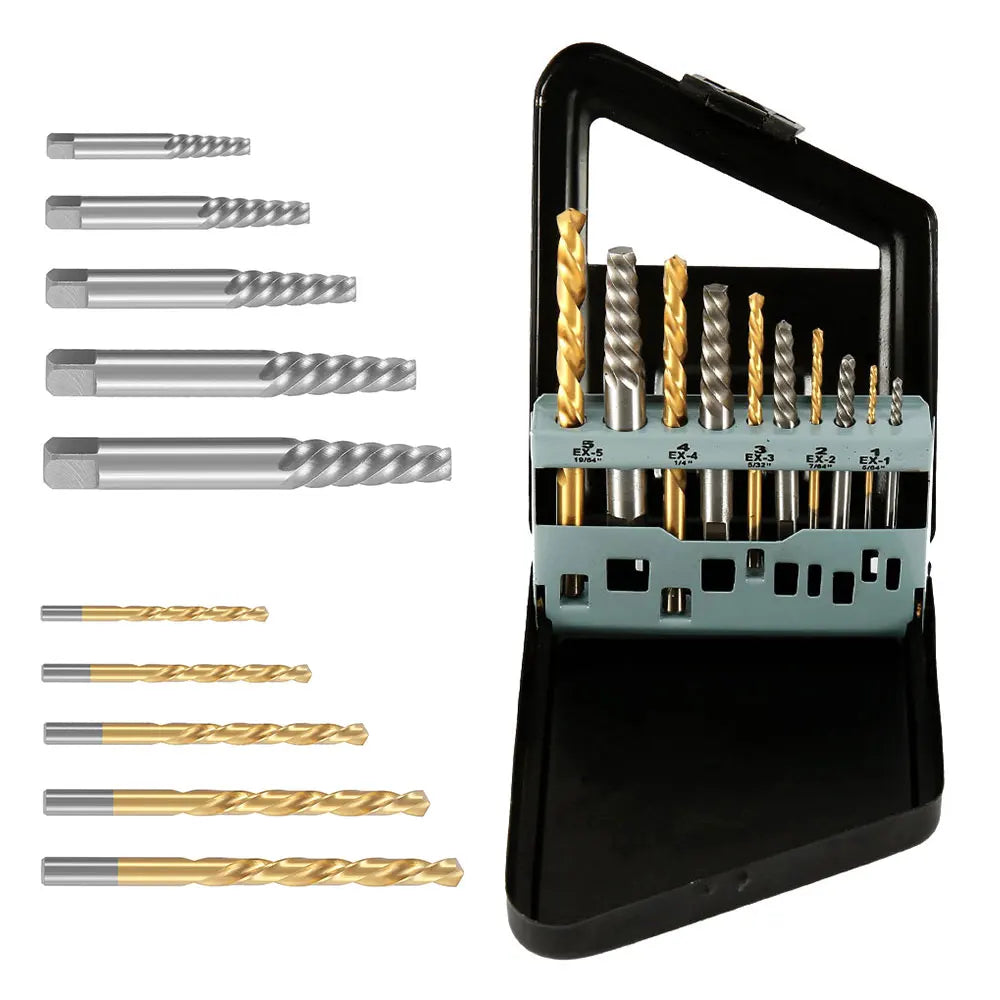 10pcs Drill Bit Set Cobalt Left Hand Accessories Broken Bolt Damaged Screw Extractor Set Metal Case Quality Perforator Tools Zpaxo