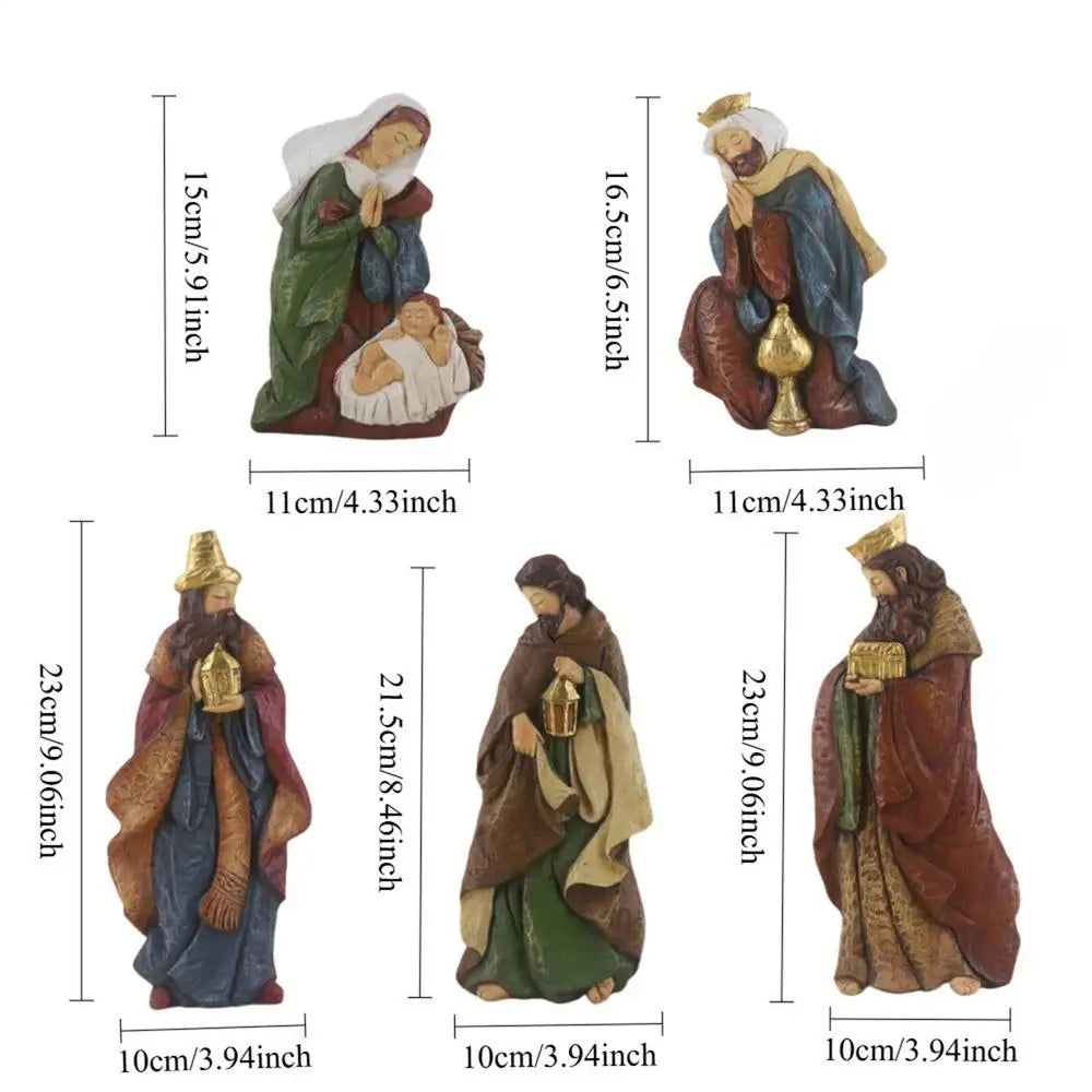 Nativity Scene Statue Resin Classic Religious Christmas Nativity Scene Ministures for Mother Children Adults Friends Porch Zpaxo A China Mainland