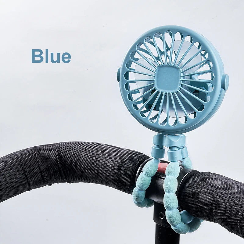 Mini Octopus Fan 360 Rotate Flexible Tripod Cooler Stroller Bike Zpaxo Blue