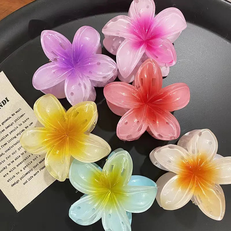6pcs B Hair Claws - 6pcs Set, Large Mixed Color Flower Hair Clips, Plastic Shark Clips for Updos, Hair Accessories for Women Zpaxo