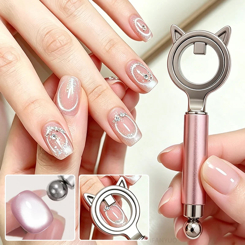 New Black Hole Shape Cat Eye Nail Art Magnet with Handle for Magnetic Gel Nail Polish DIY Nail Art Strong Magnetic Tool Beginner Zpaxo