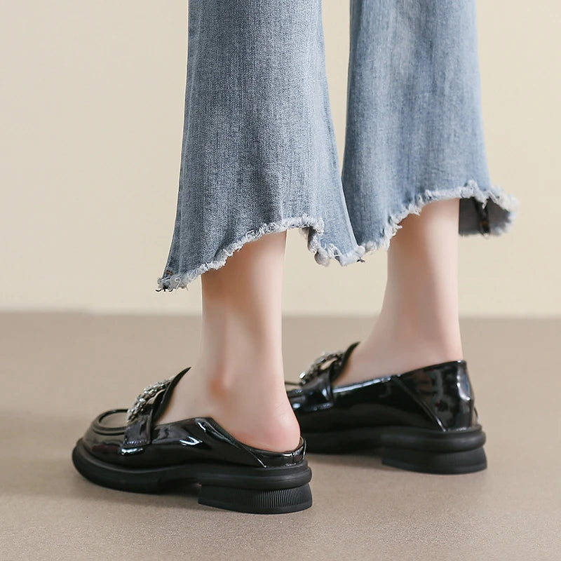 Women French Pointed Toe Flat Mary Jane Shoes One Strap Shallow Mouth Zpaxo
