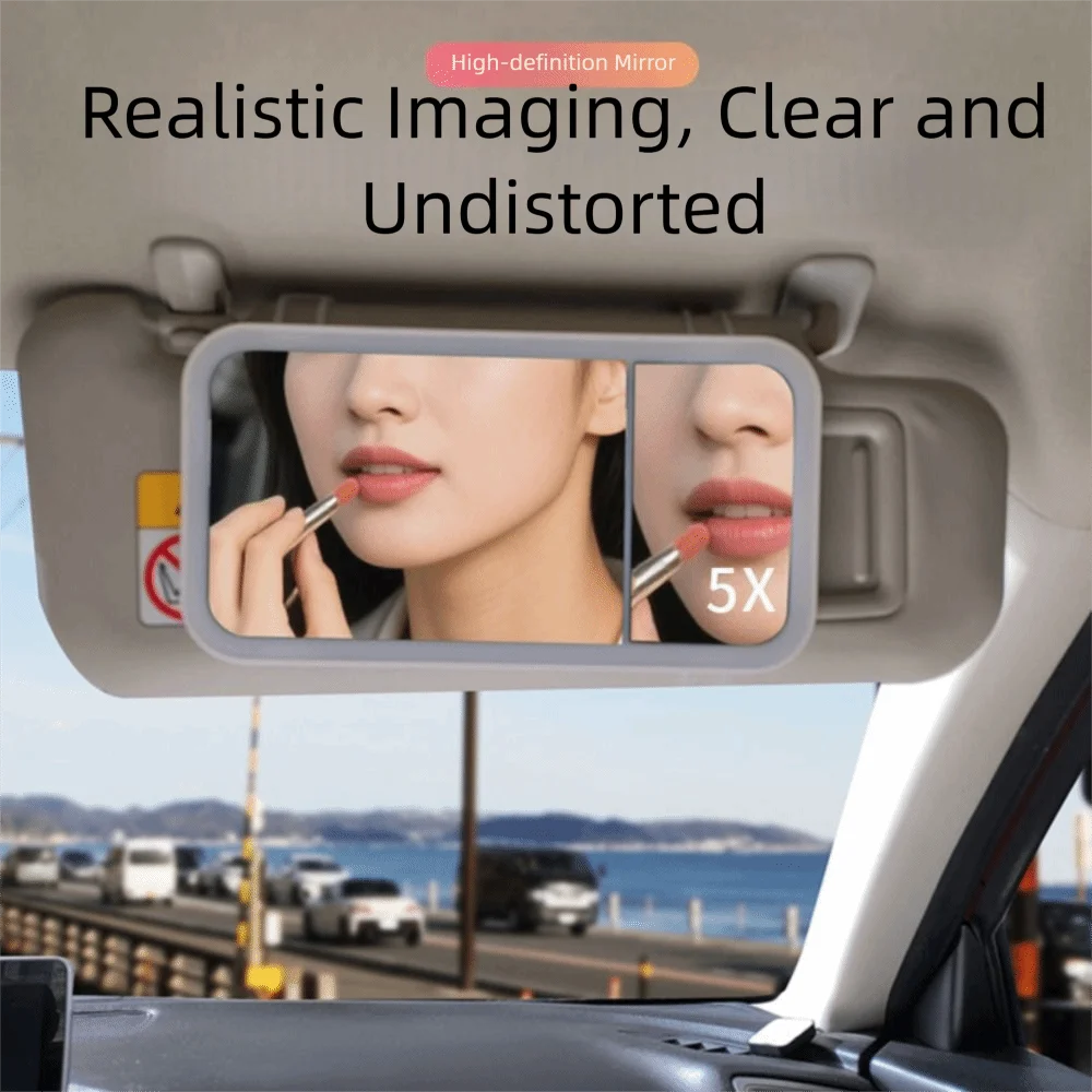 5X Magnification Car Vanity Mirror 3X Magnifying Rechargeable LED Light Mirror Universal Fit HD Mirror Rechargeable Mirror Zpaxo