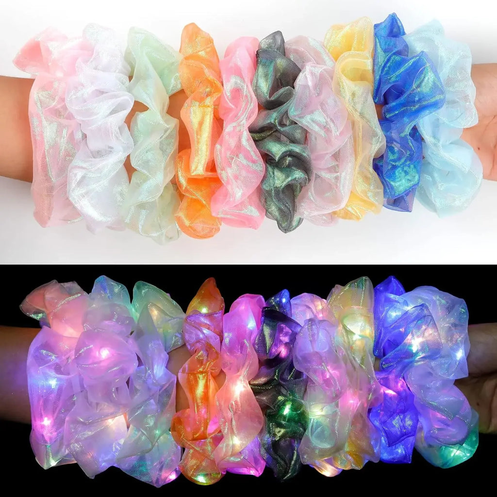 LED Light Hair Scrunchies Up Elastic Glow Hairbands Mermaid Party