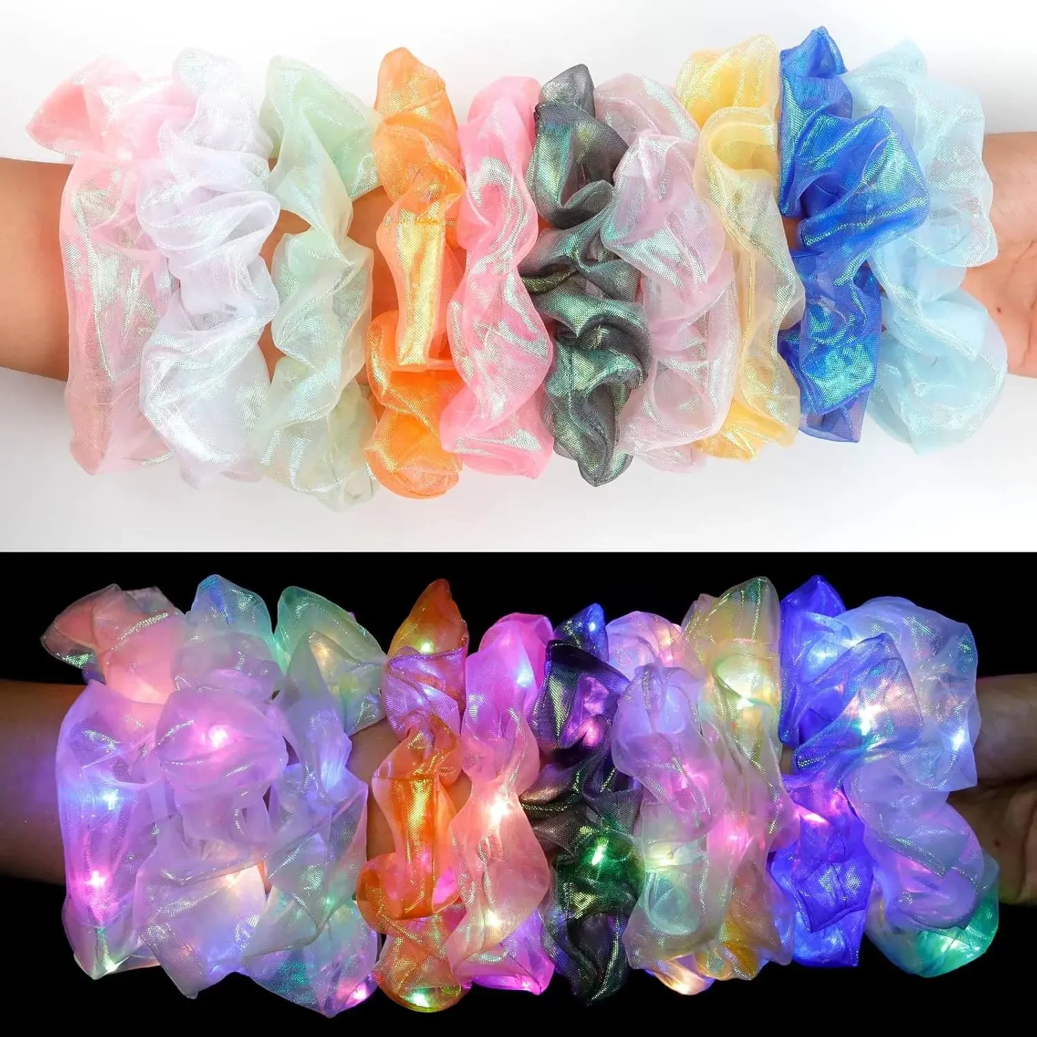 LED Light Hair Scrunchies Up Elastic Glow Hairbands Mermaid Party