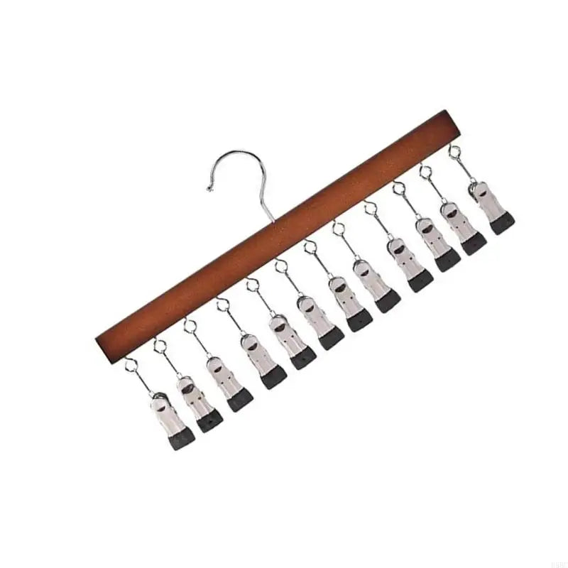 12 Clip Wooden Hat For Caps Scarves And Accessories Sturdy Hanging Storage Solution For Closet Or Door Zpaxo