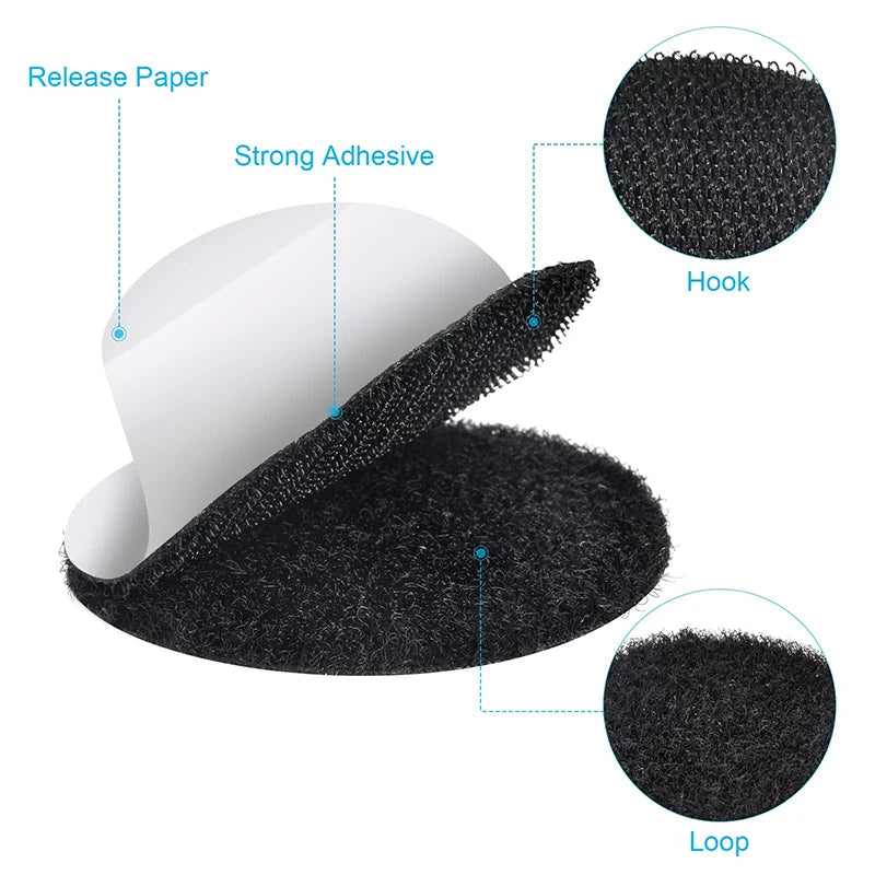 8cm Black Self-Adhesive Hook & Loop Dots – Waterproof Fasteners Hook & Loop Fasteners Zpaxo