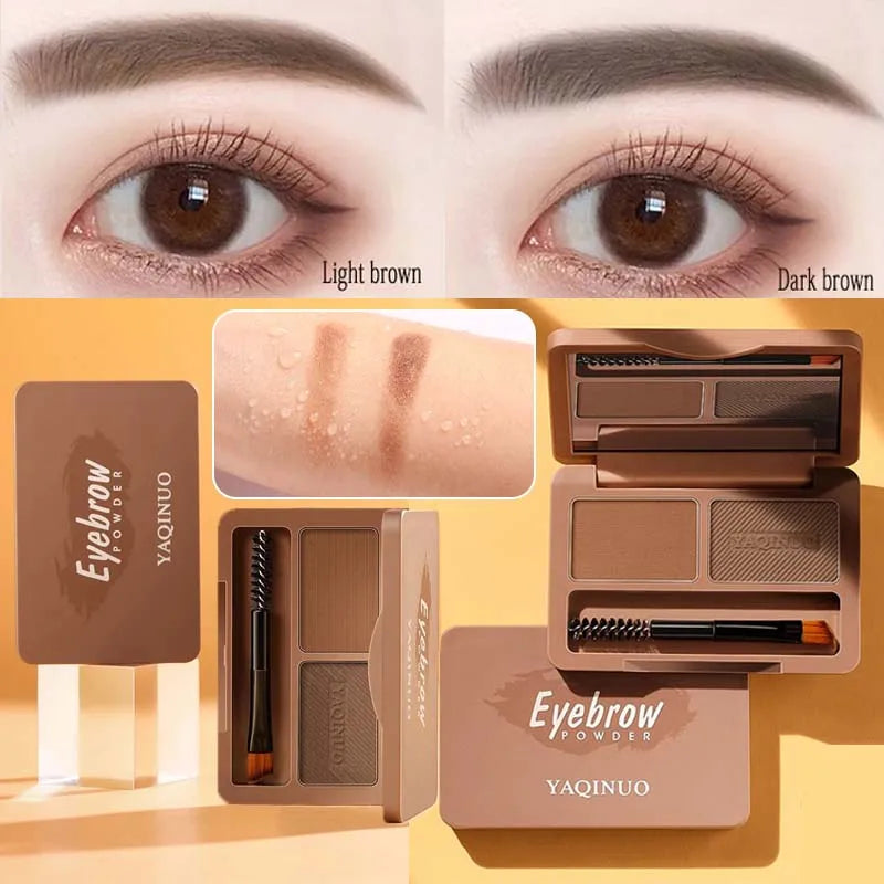 2-Color Brow Powder Brush Long-lasting Waterproof Black Brown Eyebrow
