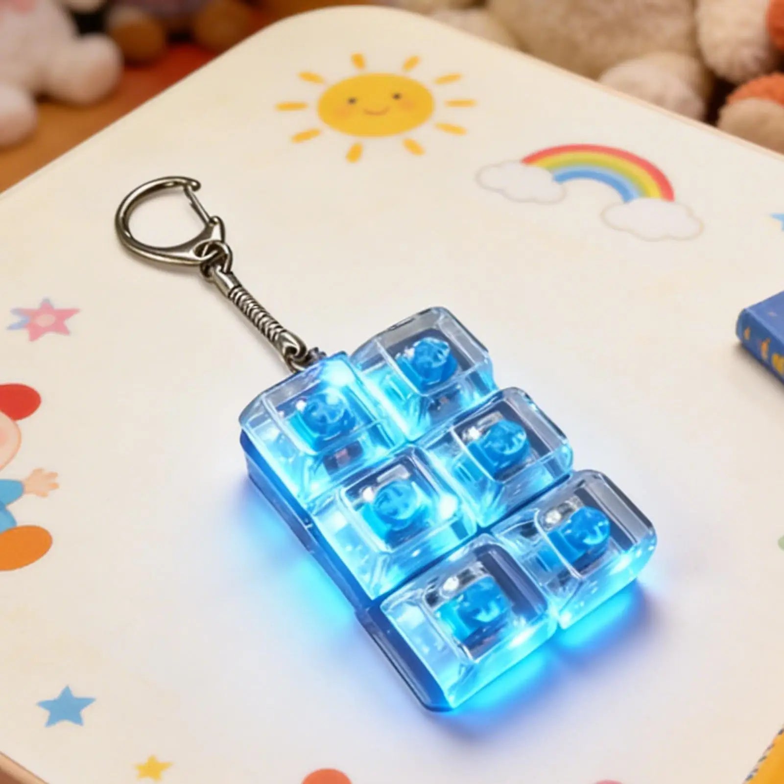 Keyboard Fidget Clicker 6 Button Sensory Light Up Toy Keychains Key