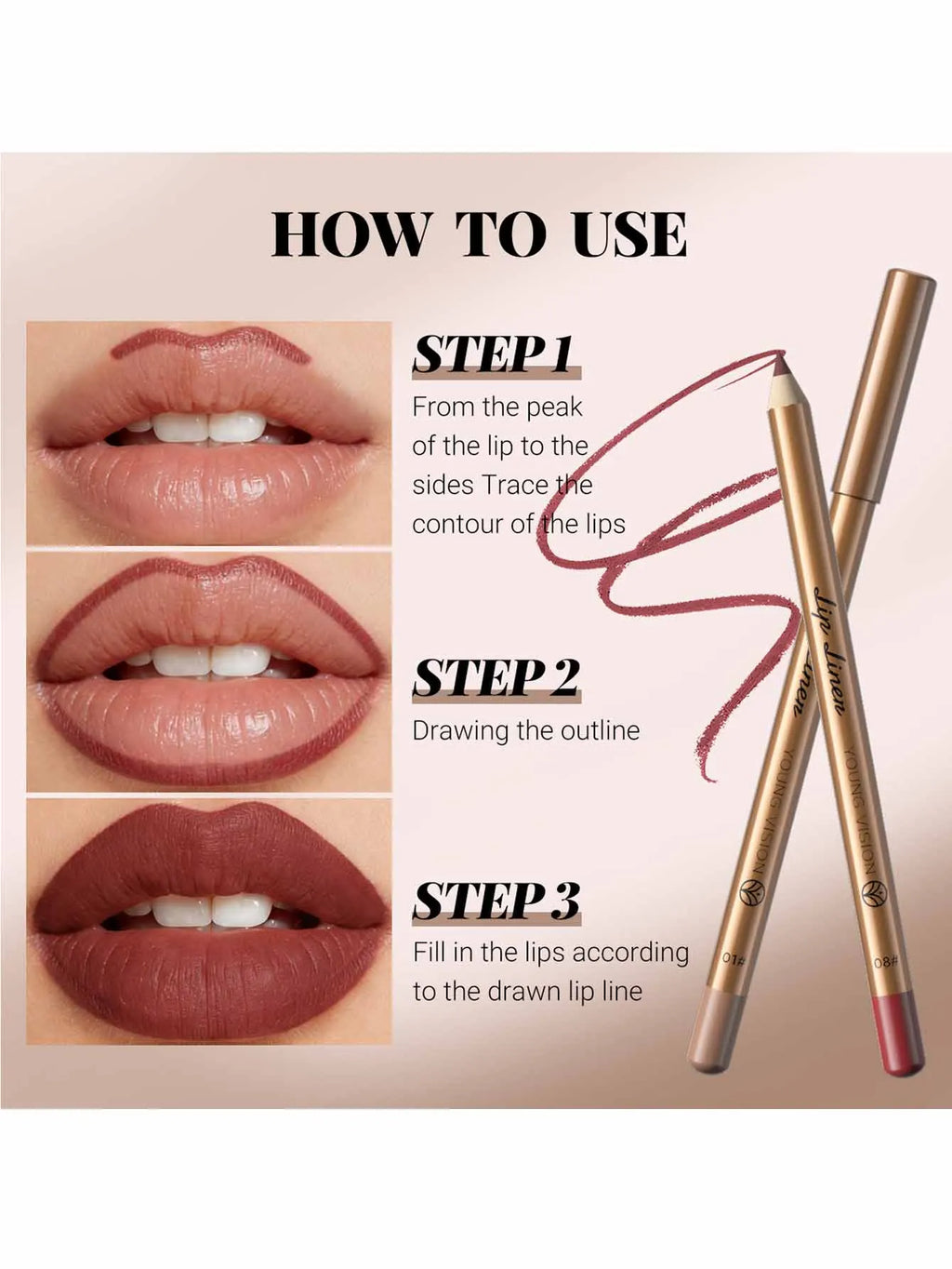 Waterproof Matte Lip Liner and Lipstick Pencil Set Long-Lasting Non-Fading Smudge-Proof Tip Lip Pencil for Precise Application Zpaxo