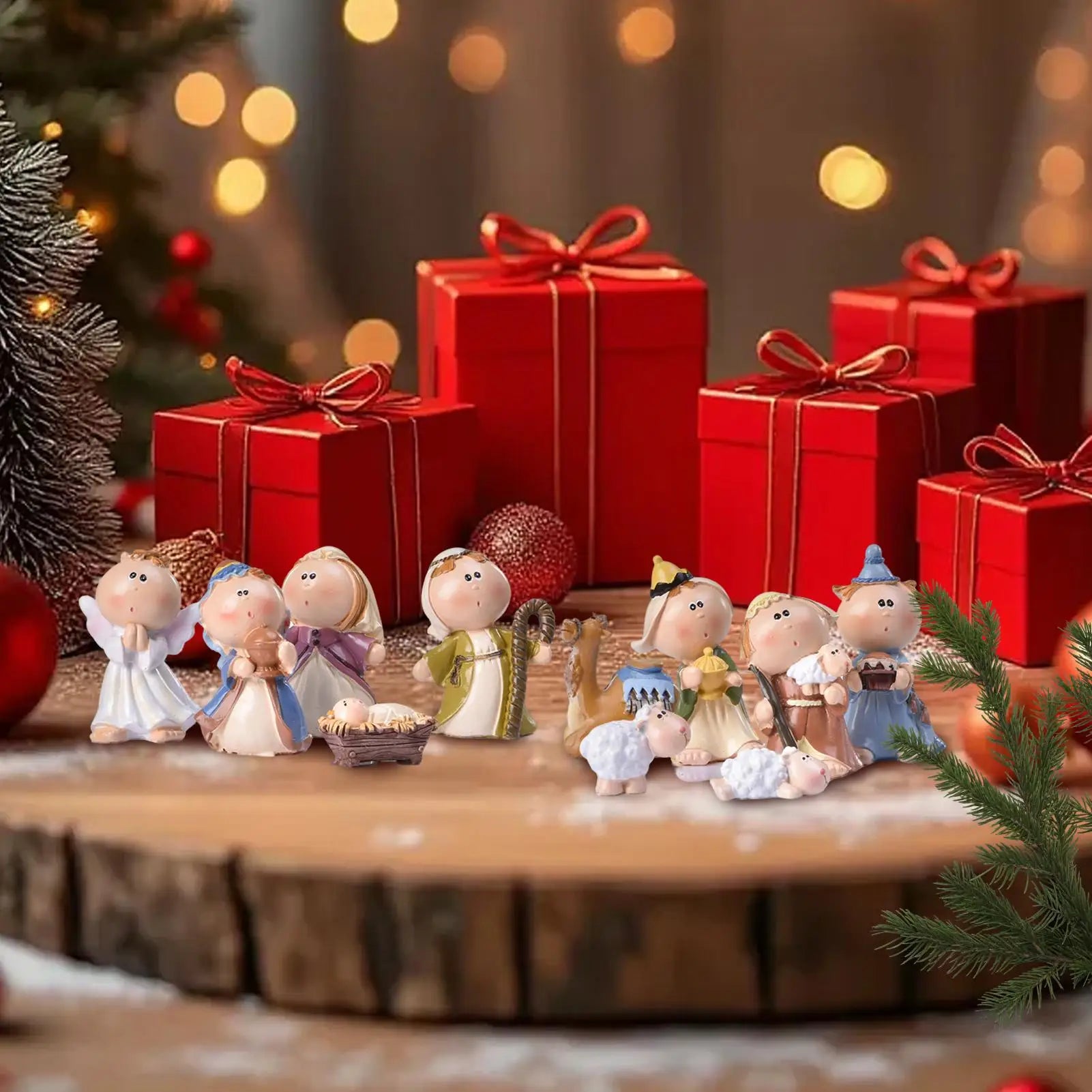 Christmas Nativity 11 Miniature Scene Figures Home Decor Indoor
