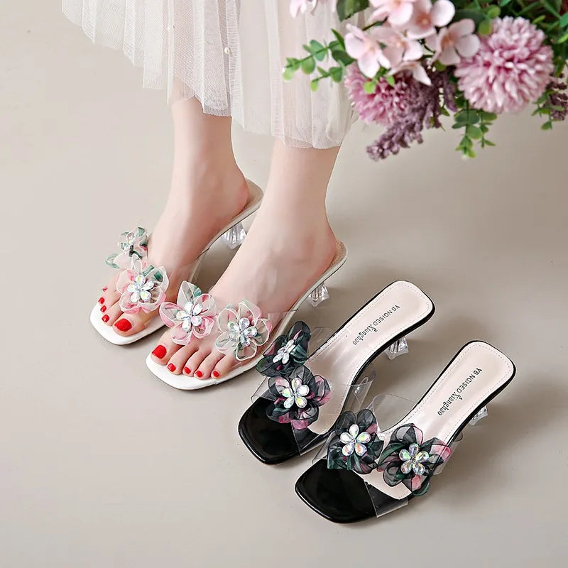 2026 Summer Women's Fashion Rhinestone Flower Embellishment Sandals Zpaxo