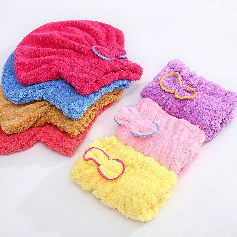 Quick Drying Hair Cap Women Bowtie Bathing Hat Microfiber Towel