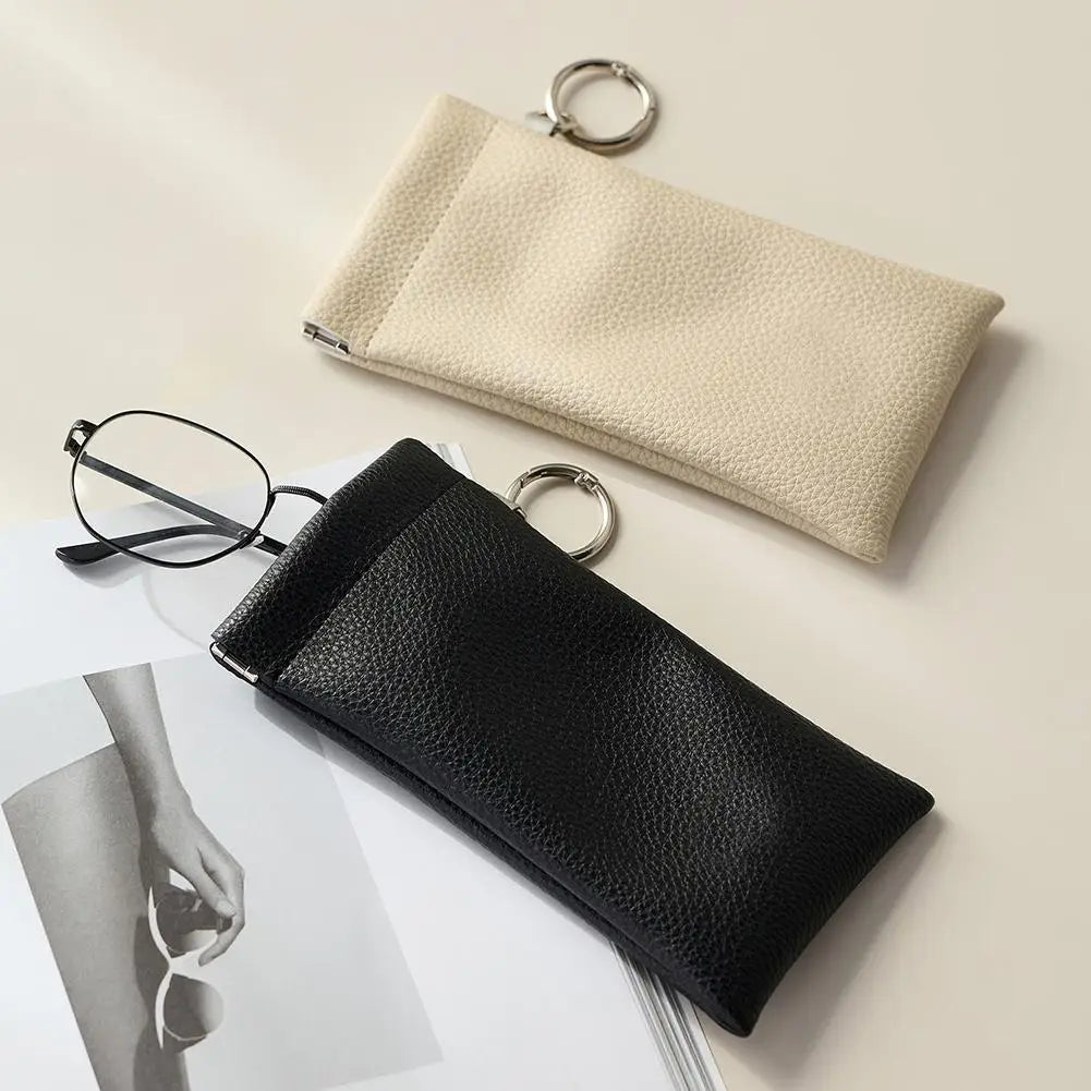PU Leather Sunglasses Pouch with Keyring | Soft Eyeglass Case Eyeglass Pouch Case Zpaxo