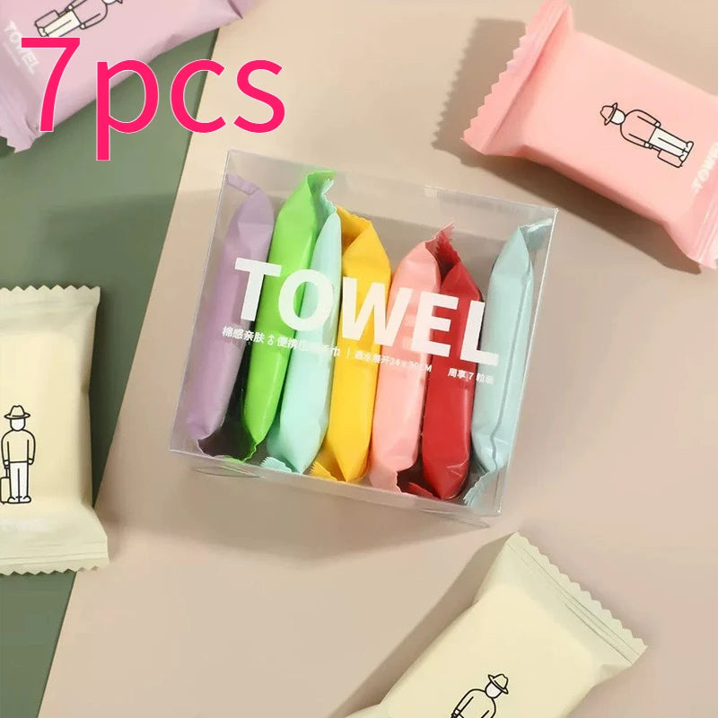 7 Portable Compressed Disposable Towels Thickened Lightweight Ideal Zpaxo Mixed-color -7pcs