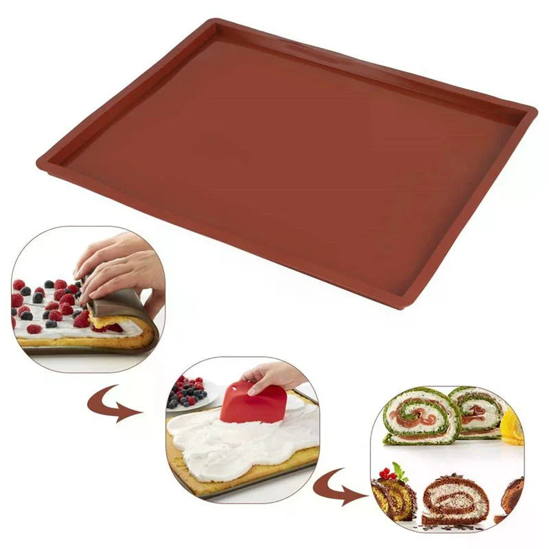 Multifunctional Silicone Cake Roll Mat Bakeware Tray Pan Painted Pad Zpaxo
