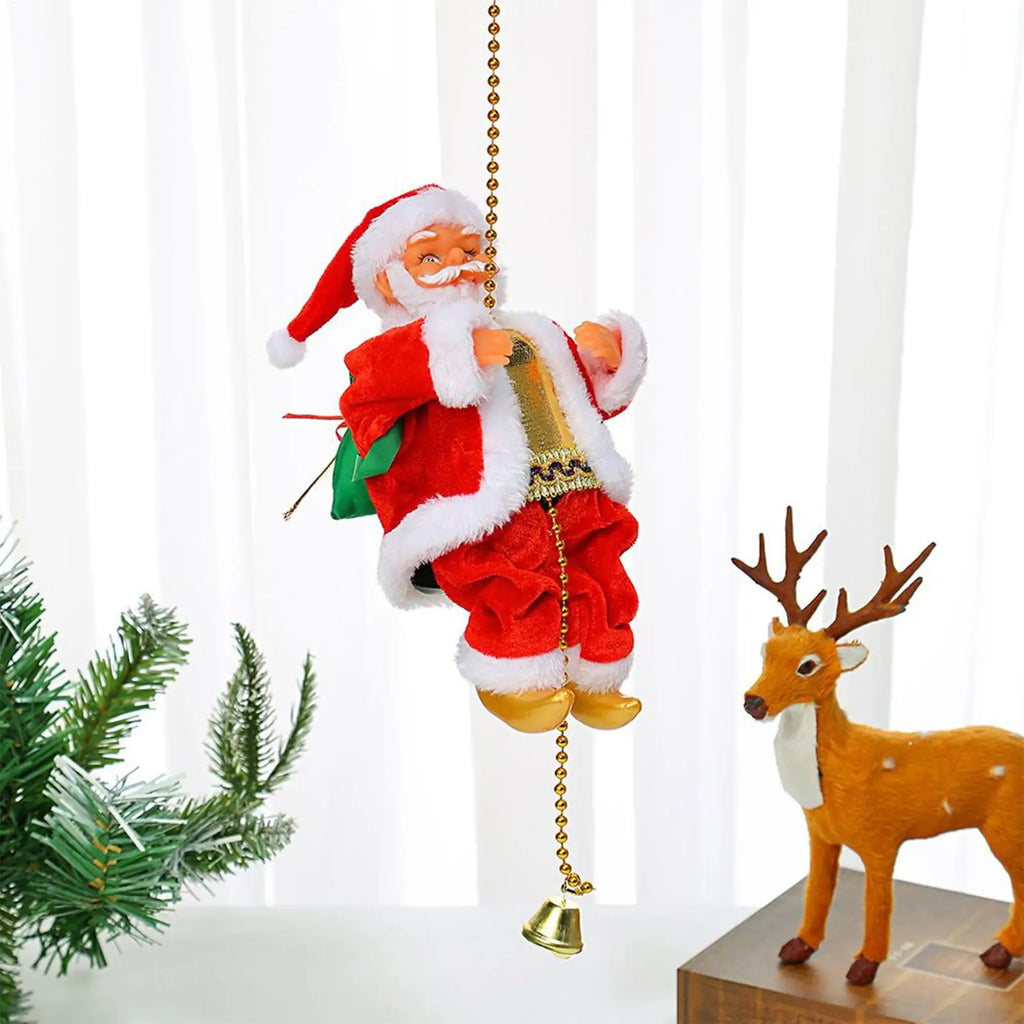 Santa Claus Climbing Rope Musical Electric Christmas Decor Holiday