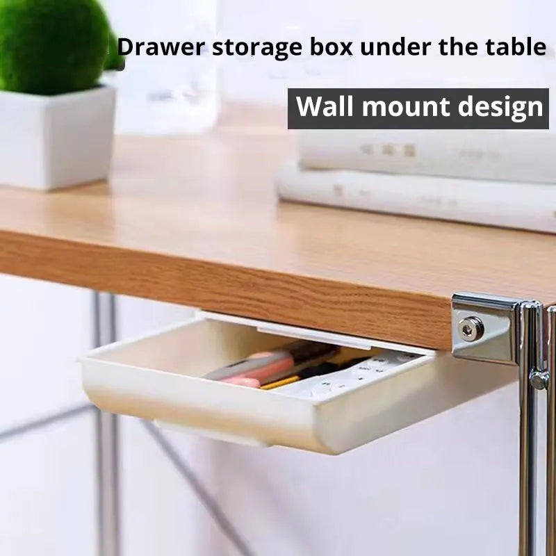 Hidden Storage Box Desk Storage Drawer Self-Adhesive Plastic Table Storage Holder Simple Sundries Cosmetics Stationery Organizer Zpaxo
