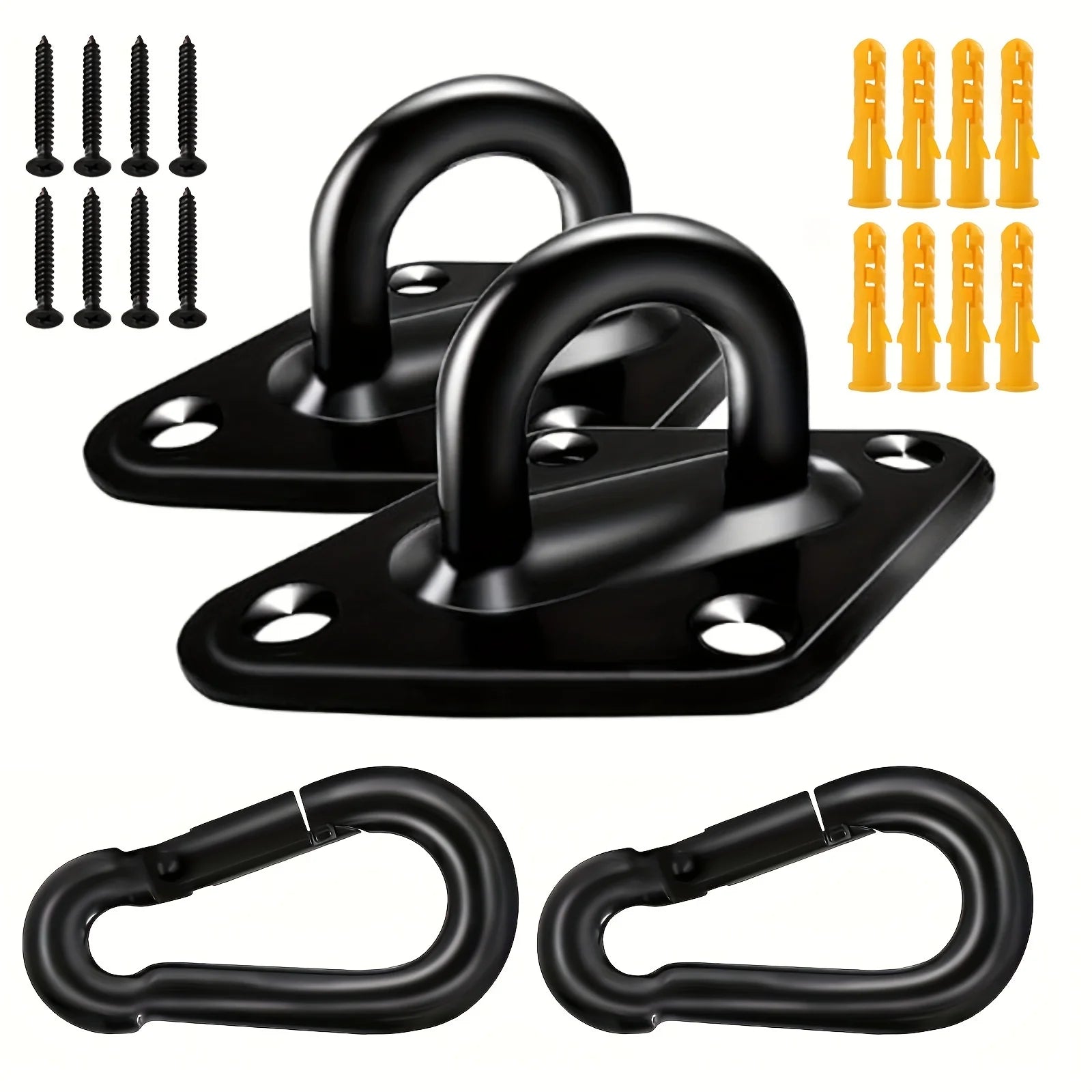 4-Pack Sandbag Hooks 304 Stainless Steel Heavy-Duty U-shaped Large Load-bearing Rust-proof Outdoor Diamond Eye Plate Hardware Zpaxo black