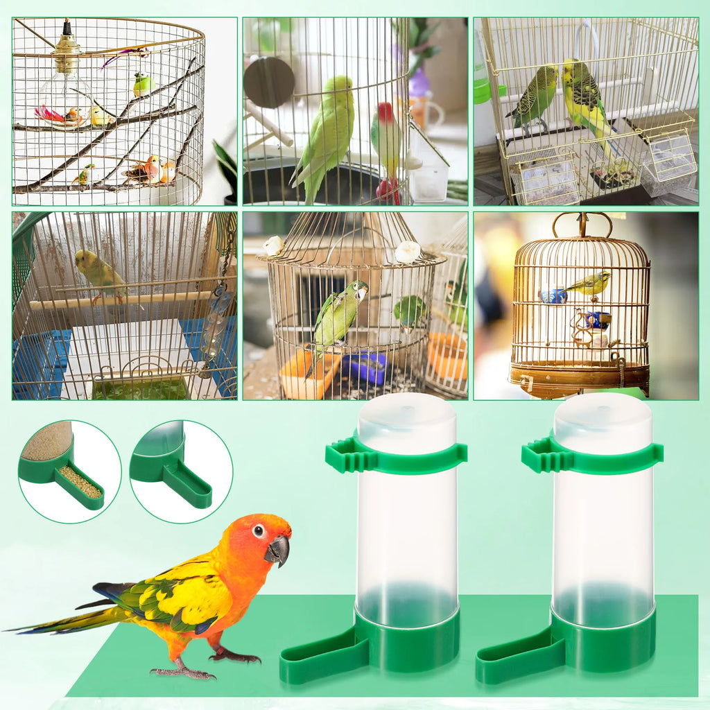 Bird Feeder Automatic Drinker Waterer Plastic Clip Cage Mount