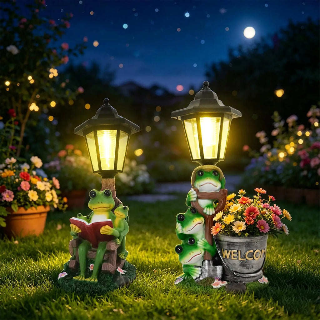 Solar Frogs Outdoors LED Resin Statue Lamp Frog Outdoor Decor Pathway
