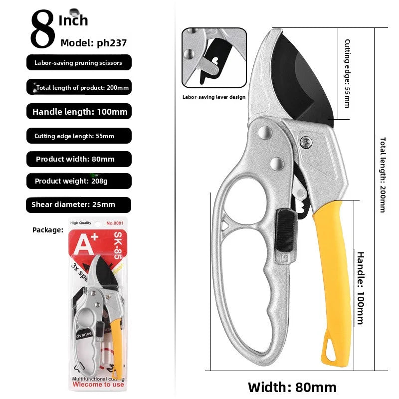 SK5 stainless steel rust resistant coarse pruning shears, pruning shears with pulleys, pruning shears for fruit trees, horticult Zpaxo yellow